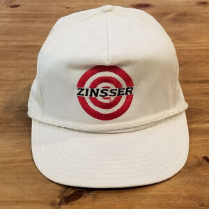 Vintage Zinsser Hat Strap Back White Rope 80s 90s Primer Paint